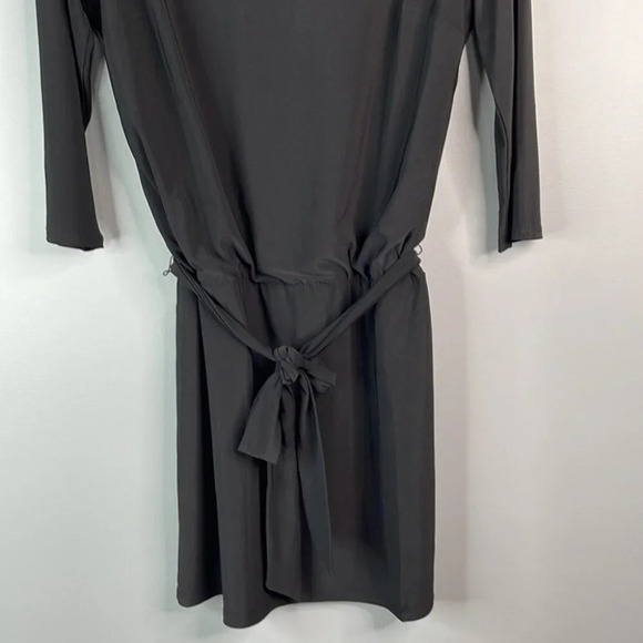 WHITE HOUSE BLACK MARKET Belted Dress Tied Waist Boat Neck Mini 3/4 Sleeves M - Picture 4 of 9